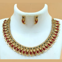 Joyful Jewel Art Matte Gold Plated Pota Stone Necklace Set