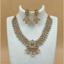 Joyful Jewel Art Matte Gold Plated Pearls Temple Necklace Set