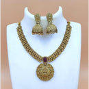 Joyful Jewel Art Matte Gold Plated Temple Necklace Set