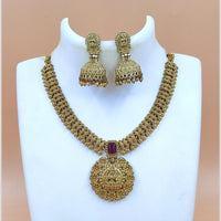 Joyful Jewel Art Matte Gold Plated Temple Necklace Set