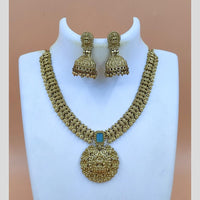 Joyful Jewel Art Matte Gold Plated Temple Necklace Set