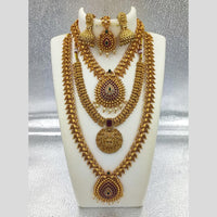 Joyful Jewel Art Matte Gold Plated Temple Necklace Combo