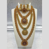 Joyful Jewel Art Matte Gold Plated Temple Necklace Combo