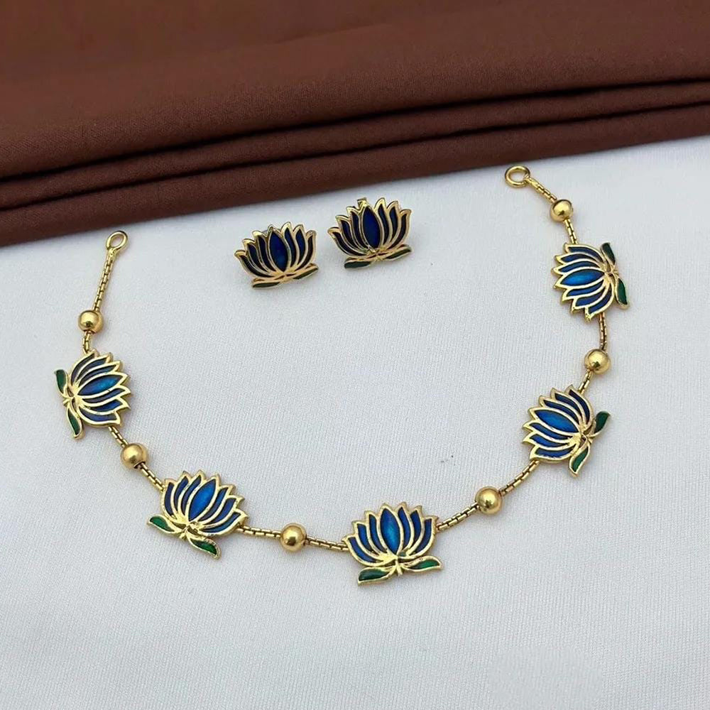 Joyful Jewel Art Lotus Pattern Necklace Set
