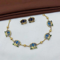 Joyful Jewel Art Lotus Pattern Necklace Set