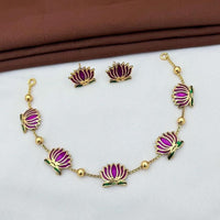 Joyful Jewel Art Lotus Pattern Necklace Set