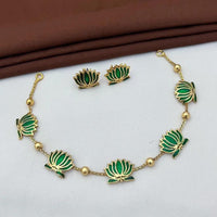 Joyful Jewel Art Lotus Pattern Necklace Set
