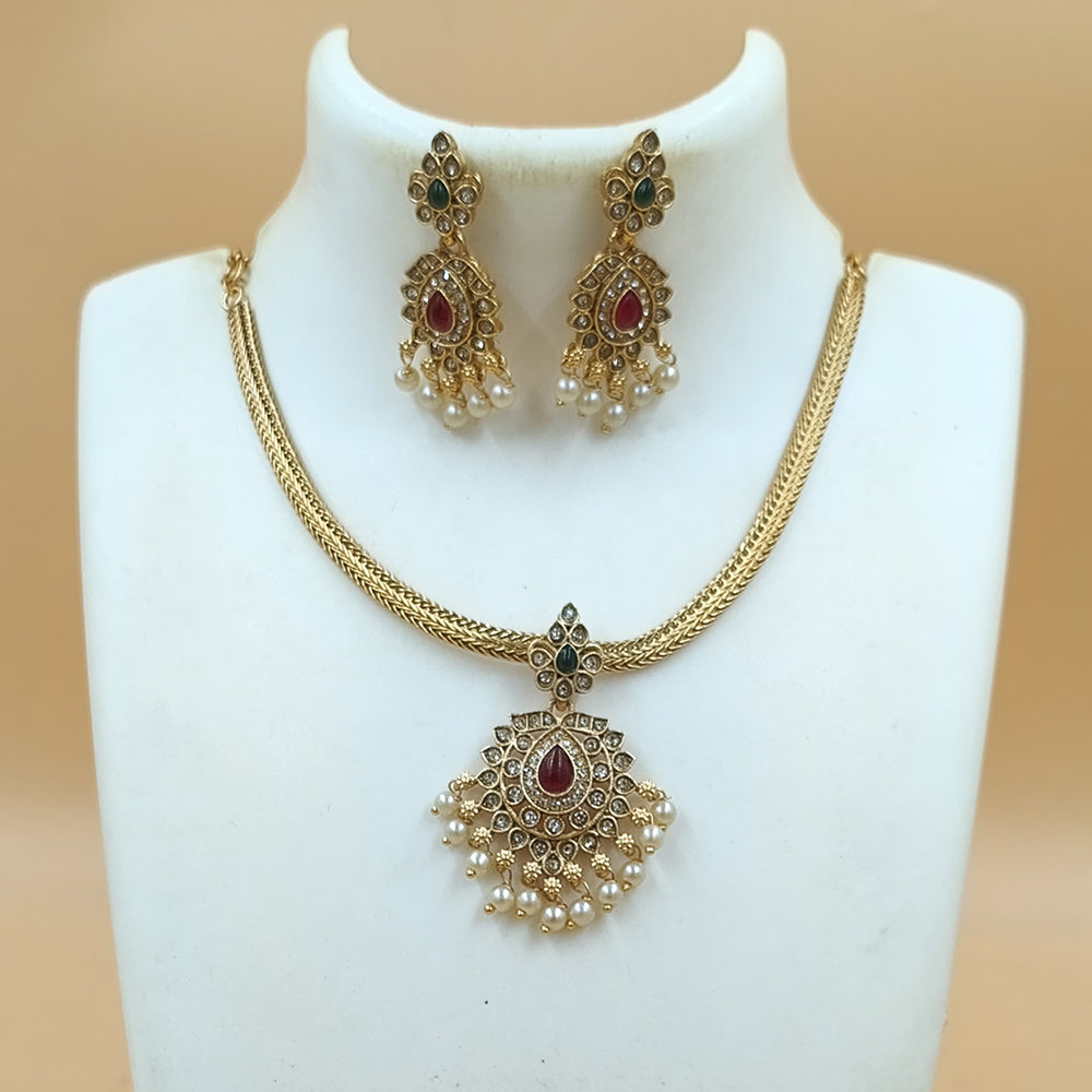 Joyful Jewel Art Lotus Pattern Necklace Set