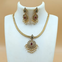 Joyful Jewel Art Lotus Pattern Necklace Set