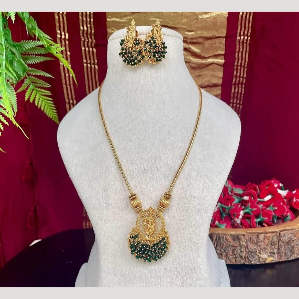 Joyful Jewel Art Matte Gold Beads Temple Necklace Set