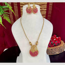 Joyful Jewel Art Matte Gold Beads Temple Necklace Set