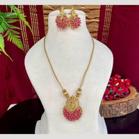 Joyful Jewel Art Matte Gold Beads Temple Necklace Set