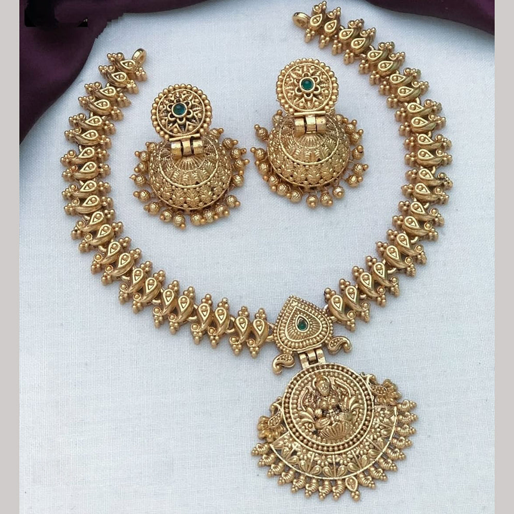 Joyful Jewel Art Matte Golden Legacy Traditional Temple Necklace Set