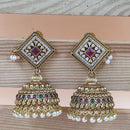 Joyful Jewel Art Matte Gold Polish Pota And Pearls Jhumki Earrings