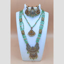 Joyful Jewel Art Duo Glam Austrain Stone And Beads Elegant Fusion Double Necklace Set