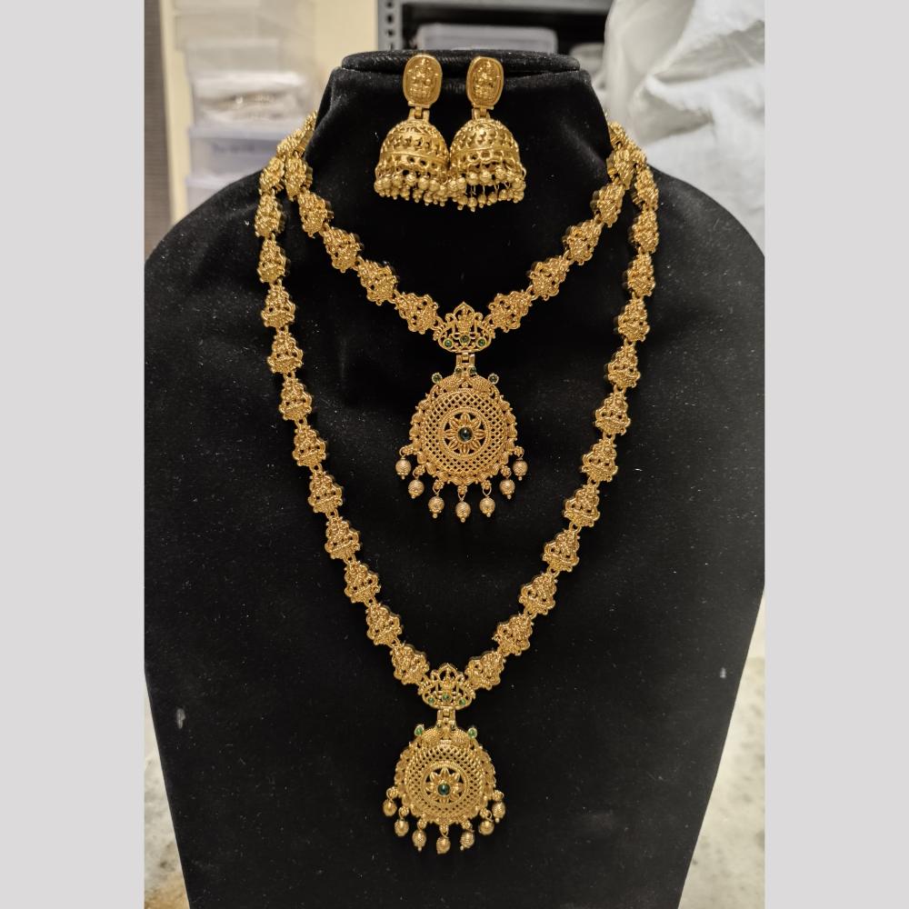 Joyful Jewel Art Matte Finish Pota Stone Double Necklace Set