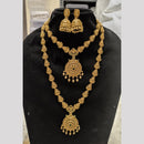 Joyful Jewel Art Matte Finish Pota Stone Double Necklace Set