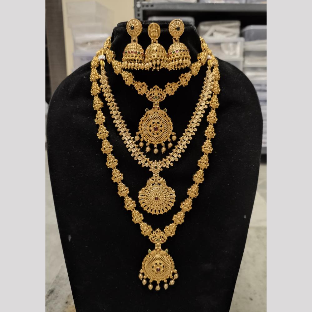 Joyful Jewel Art Matte Finish Pota Stone Double Necklace Set