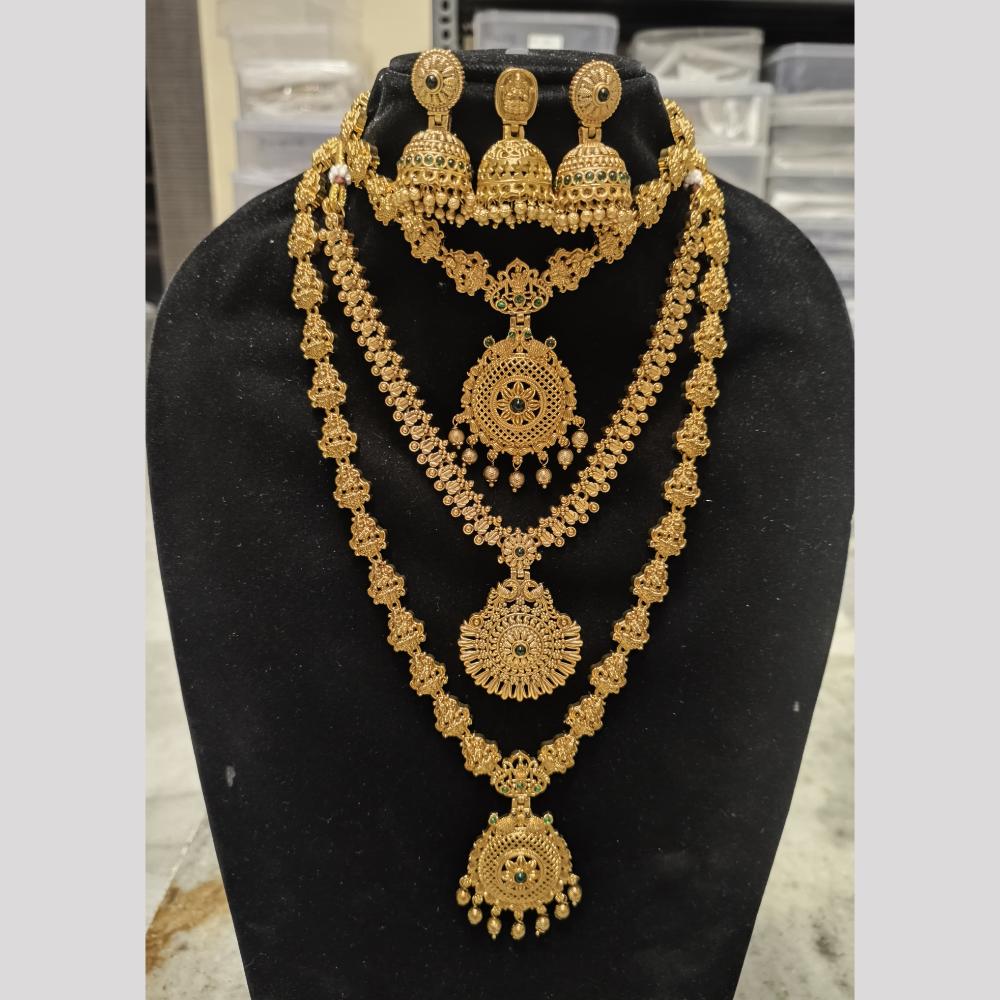 Joyful Jewel Art Matte Finish Pota Stone Double Necklace Set
