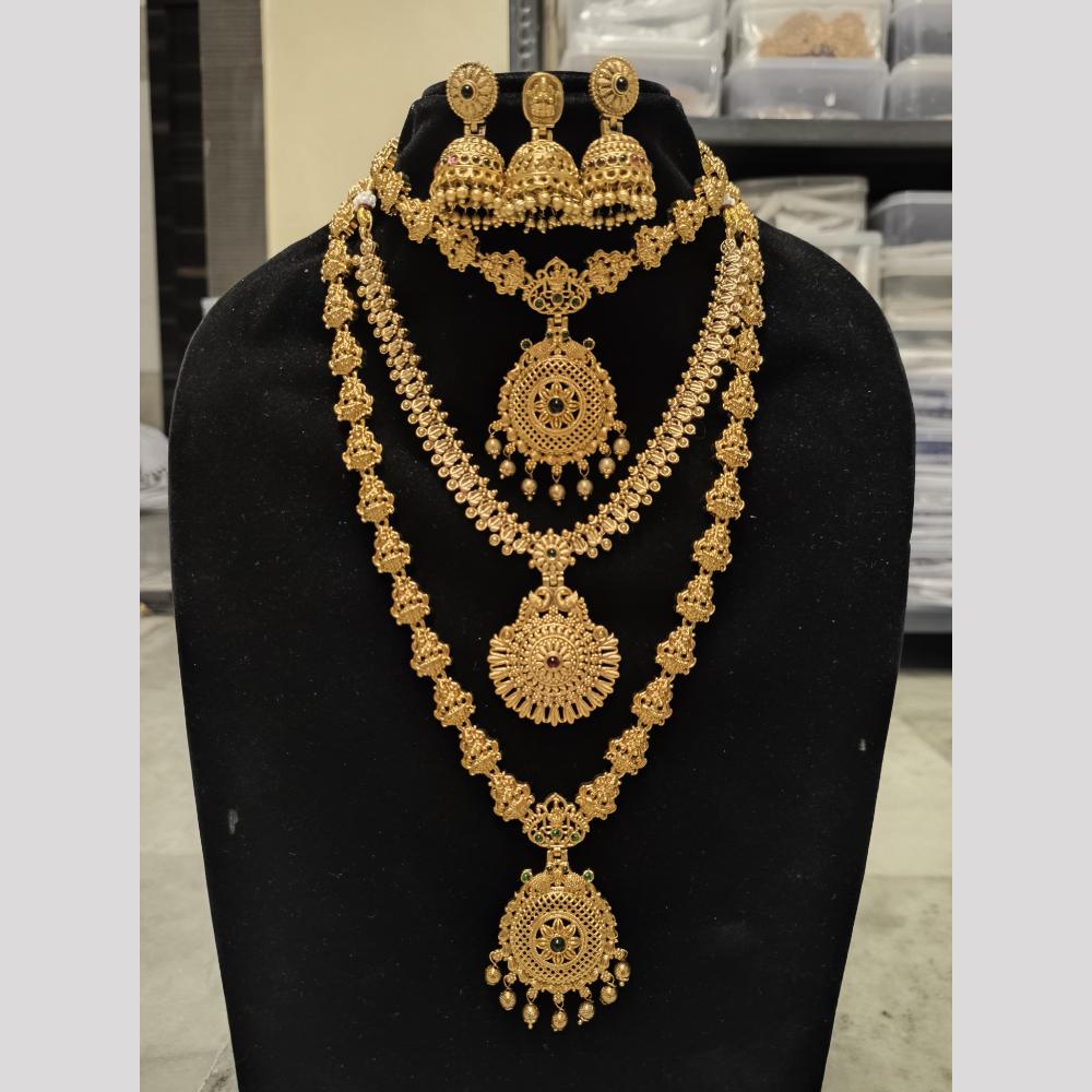 Joyful Jewel Art Matte Finish Pota Stone Double Necklace Set