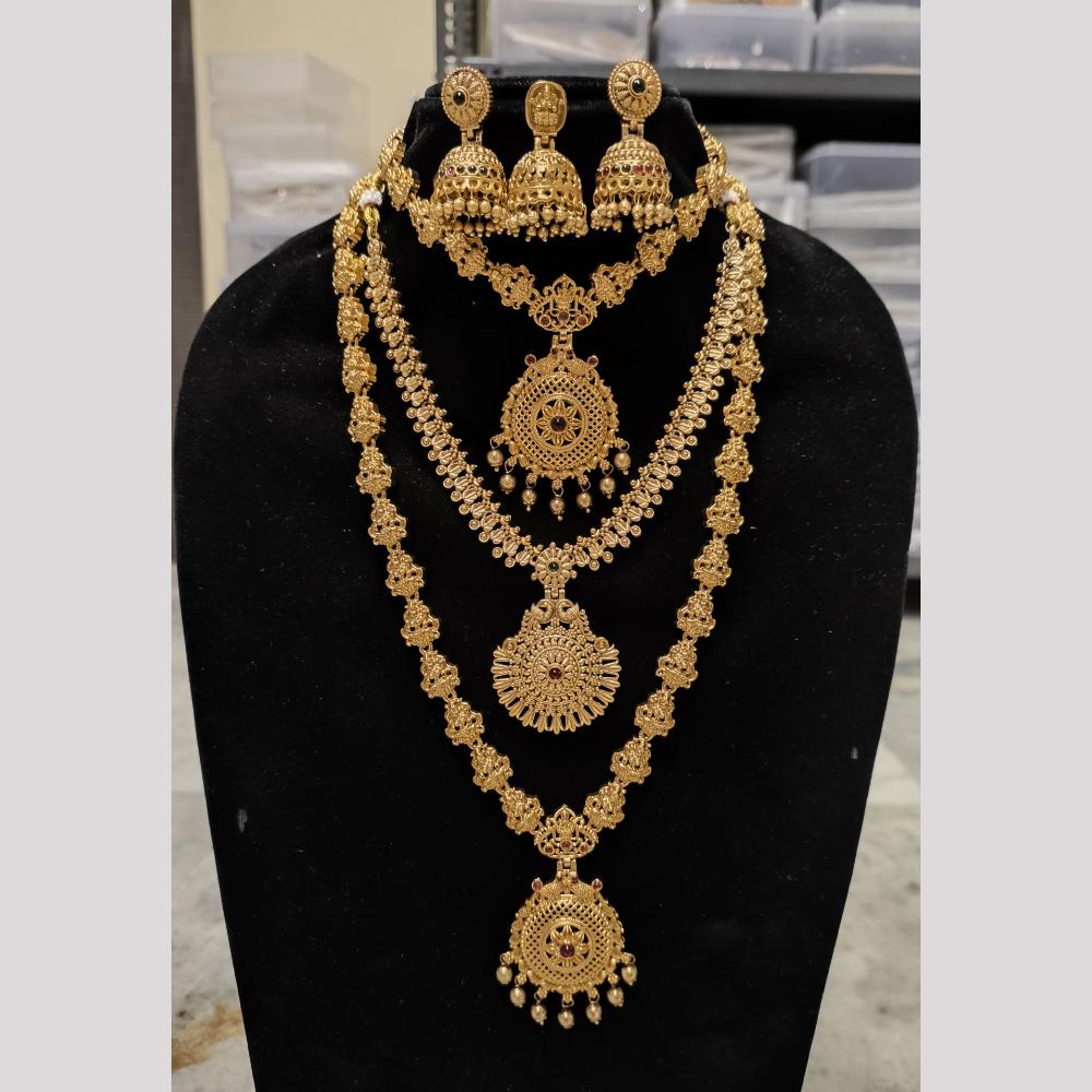 Joyful Jewel Art Matte Finish Pota Stone Double Necklace Set