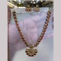 Joyful Jewel Art Matte Gold Plated Pota Stone Grace of Tradition Temple Necklace Set