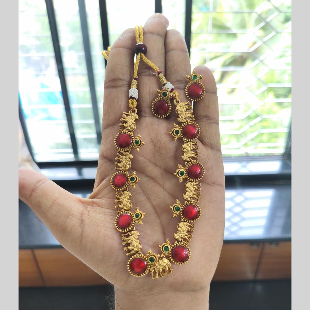 Joyful Jewel Art Timeless Beauty Matte Gold Pota Stone Necklace set