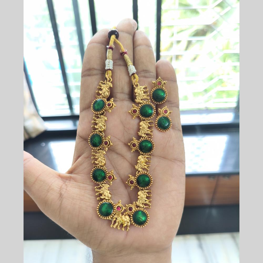 Joyful Jewel Art Timeless Beauty Matte Gold Pota Stone Necklace set