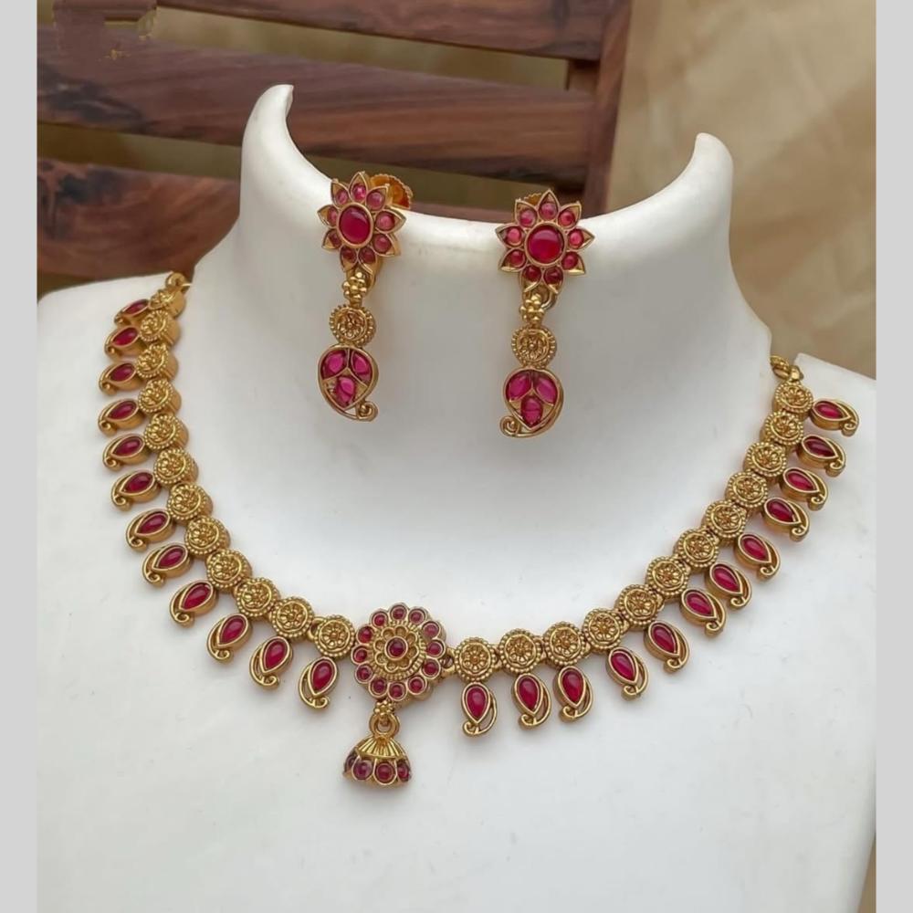 Joyful Jewel Art Timeless Beauty Matte Gold Pota Stone Necklace set