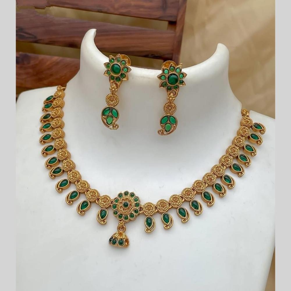 Joyful Jewel Art Timeless Beauty Matte Gold Pota Stone Necklace set
