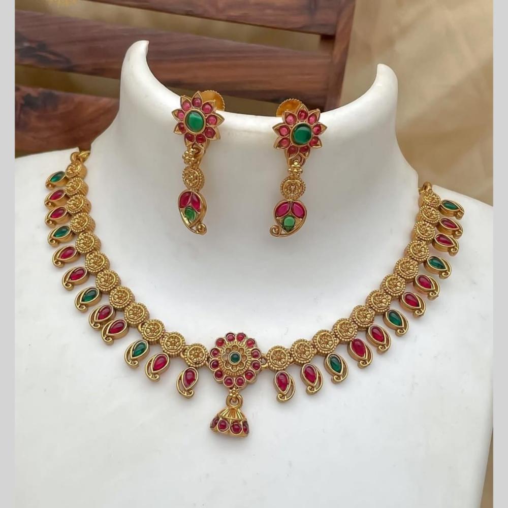 Joyful Jewel Art Timeless Beauty Matte Gold Pota Stone Necklace set