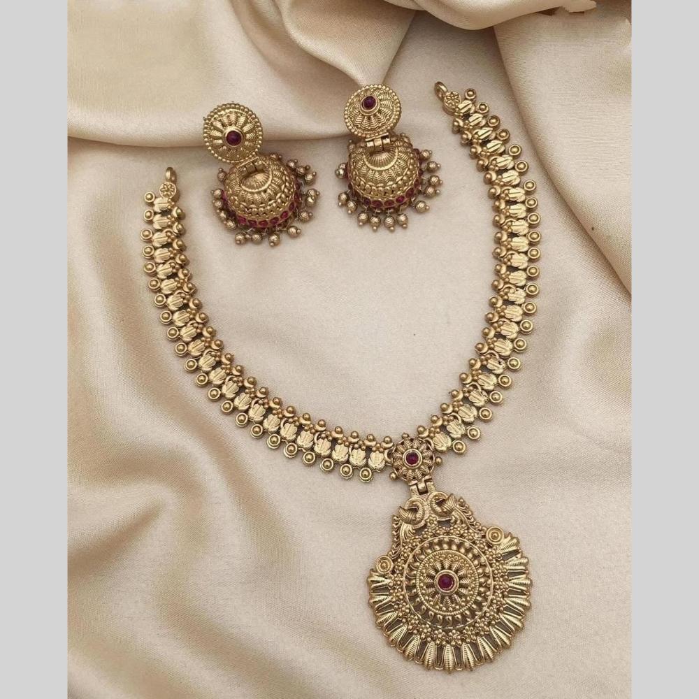 Joyful Jewel Art Timeless Beauty Matte Gold Pota Stone Necklace set