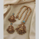 Joyful Jewel Art Timeless Beauty Matte Gold Pota Stone Temple Necklace Set