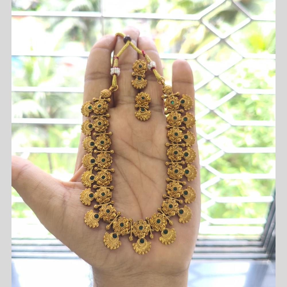 Joyful Jewel Art Royal Radiance Matte Gold Plated Pota Stone Necklace Set