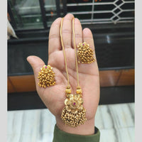 Joyful Jewel Art Royal Radiance Matte Gold Plated Pota Stone Necklace Set