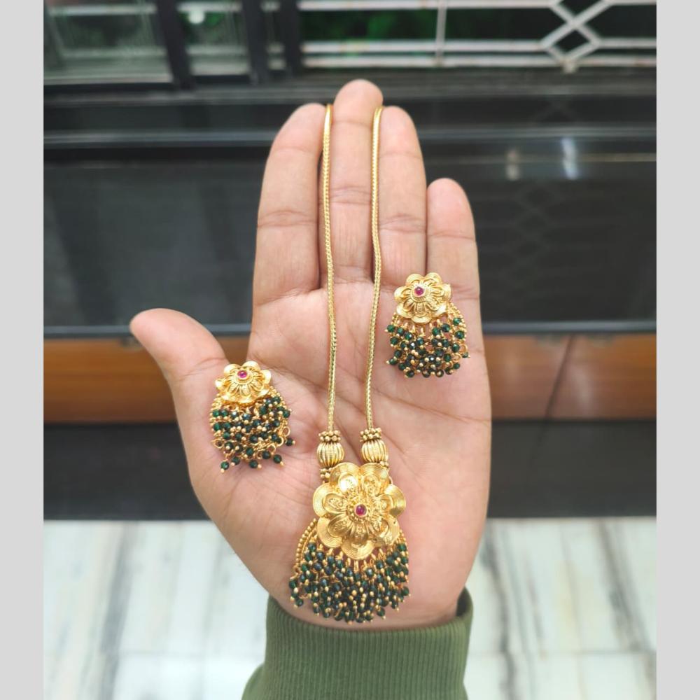 Joyful Jewel Art Royal Radiance Matte Gold Plated Pota Stone Necklace Set