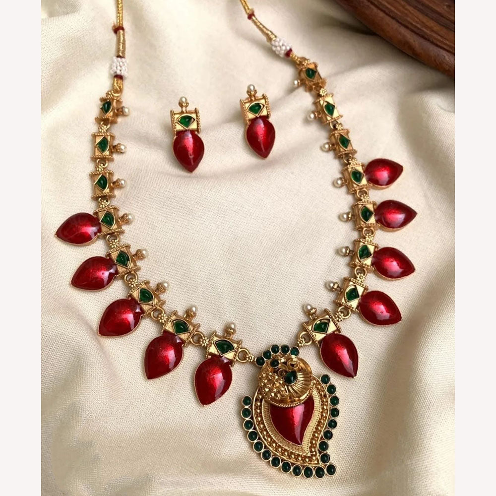 Joyful Jewel Art Elegant Pota Stone And Pearl Necklace Set