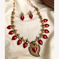 Joyful Jewel Art Elegant Pota Stone And Pearl Necklace Set