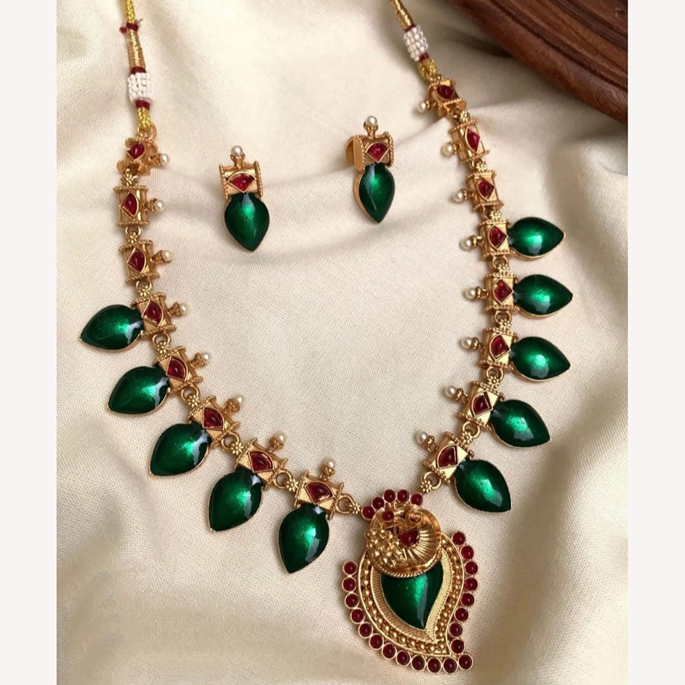 Joyful Jewel Art Elegant Pota Stone And Pearl Necklace Set