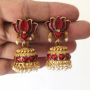 Joyful Jewel Art Festive Pearl And Meenakari Jhumki Earrings