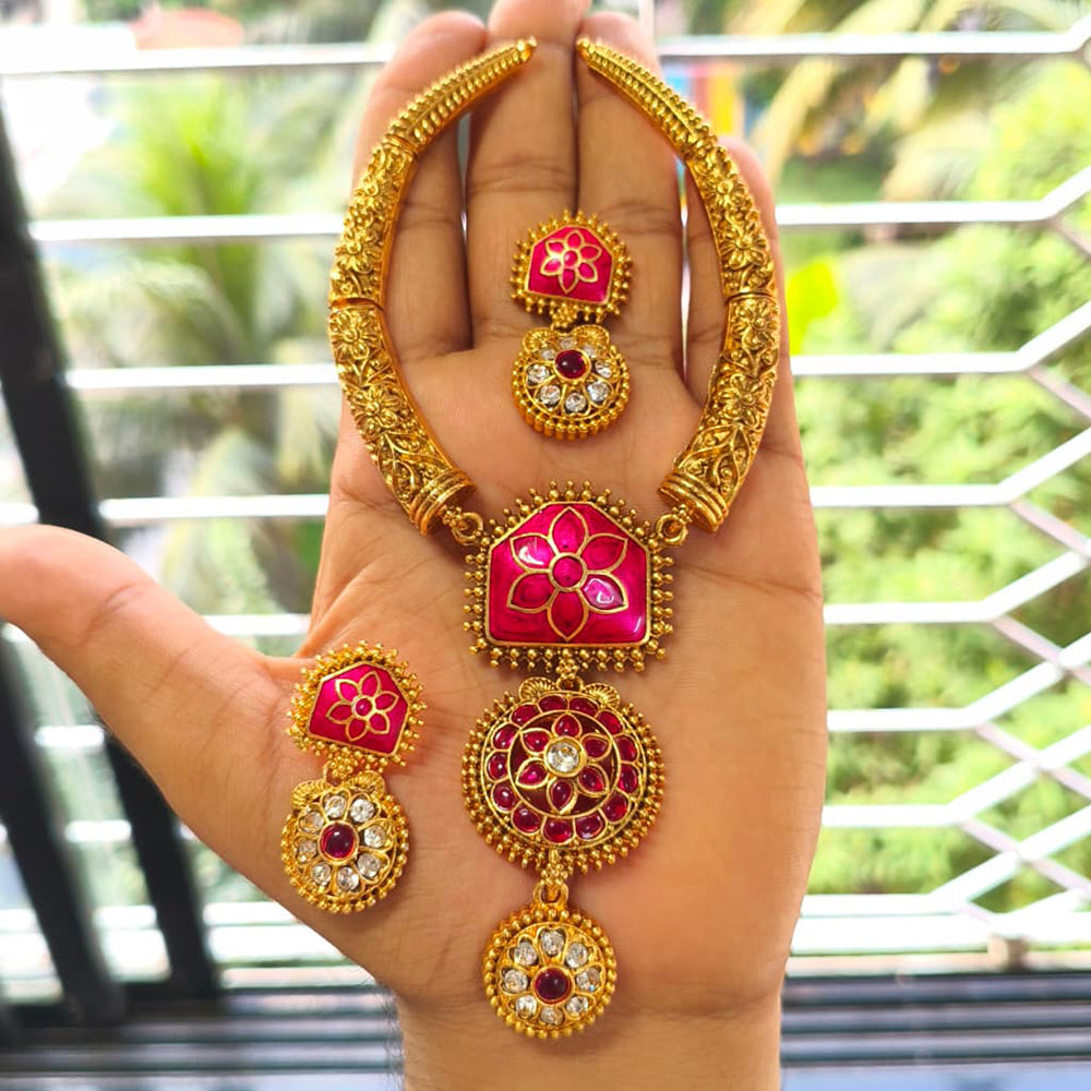 Joyful Jewel Art Elegant Pota Stone Necklace Set