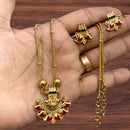 Joyful Jewel Art Regal Matte Temple Necklace Set with Goddess Motif & Pota Stone