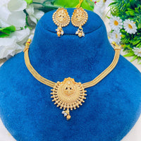 Joyful Jewel Art Regal Matte Finish Temple Necklace Set with Goddess Motif & Pearls
