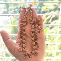 Joyful Jewel Art Traditional Matte Pota Stone Necklace Set With Flower Motifs