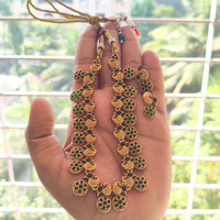 Joyful Jewel Art Traditional Matte Pota Stone Necklace Set With Flower Motifs