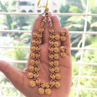Joyful Jewel Art Traditional Matte Pota Stone Temple Necklace Set With Goddess Motifs