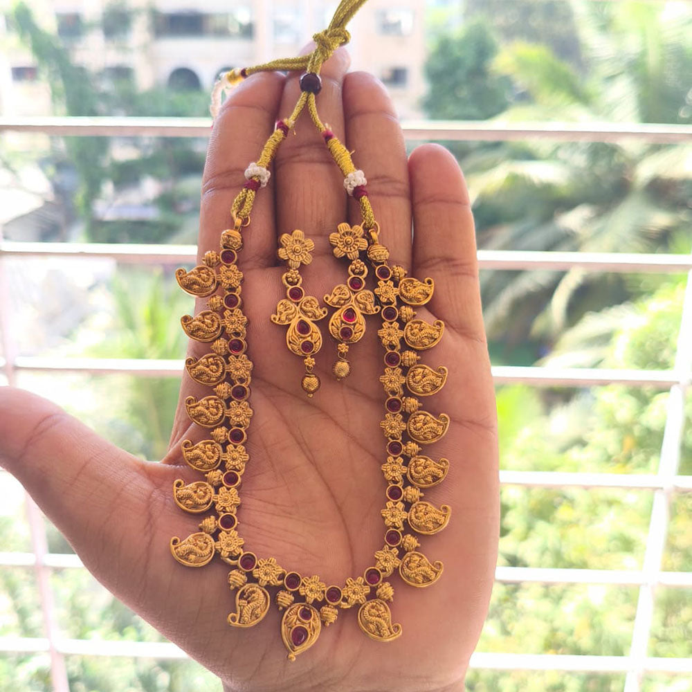 Joyful Jewel Art Regal Matte Pota Stone Necklace Set