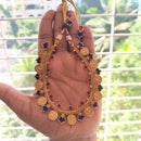 Joyful Jewel Art Heritage Matte Pota Stone Temple Necklace Set With Goddess Motifs