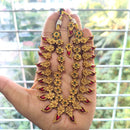 Joyful Jewel Art Heritage Matte Pota Stone Necklace Set With Flower Motifs