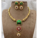 Joyful Jewel Art Bloom Pota Stone Necklace Set With Flower Motifs